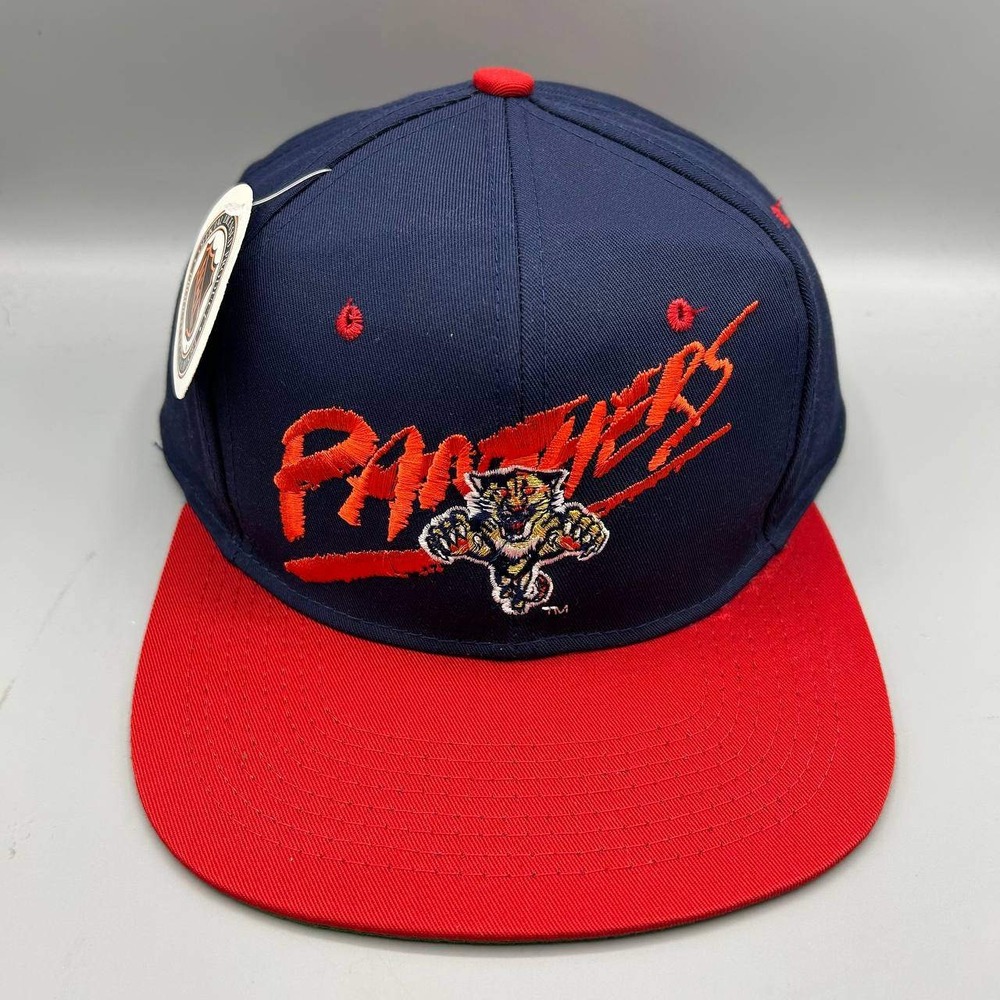 Vintage Florida Panthers NHL Hat Men Blue Red AJD Snap Back Cap New